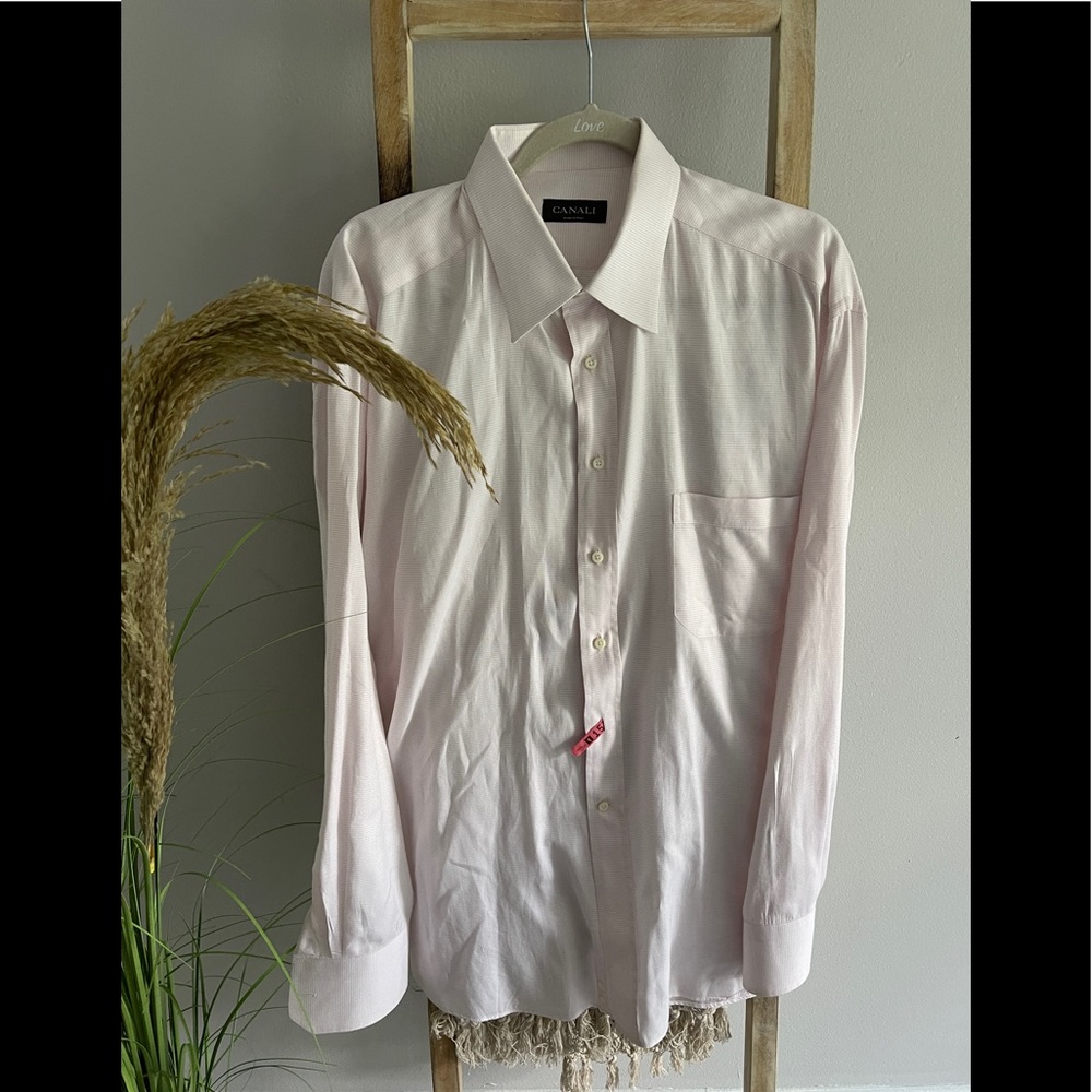 Canali Men’s Light pink pinstripe dress shirt